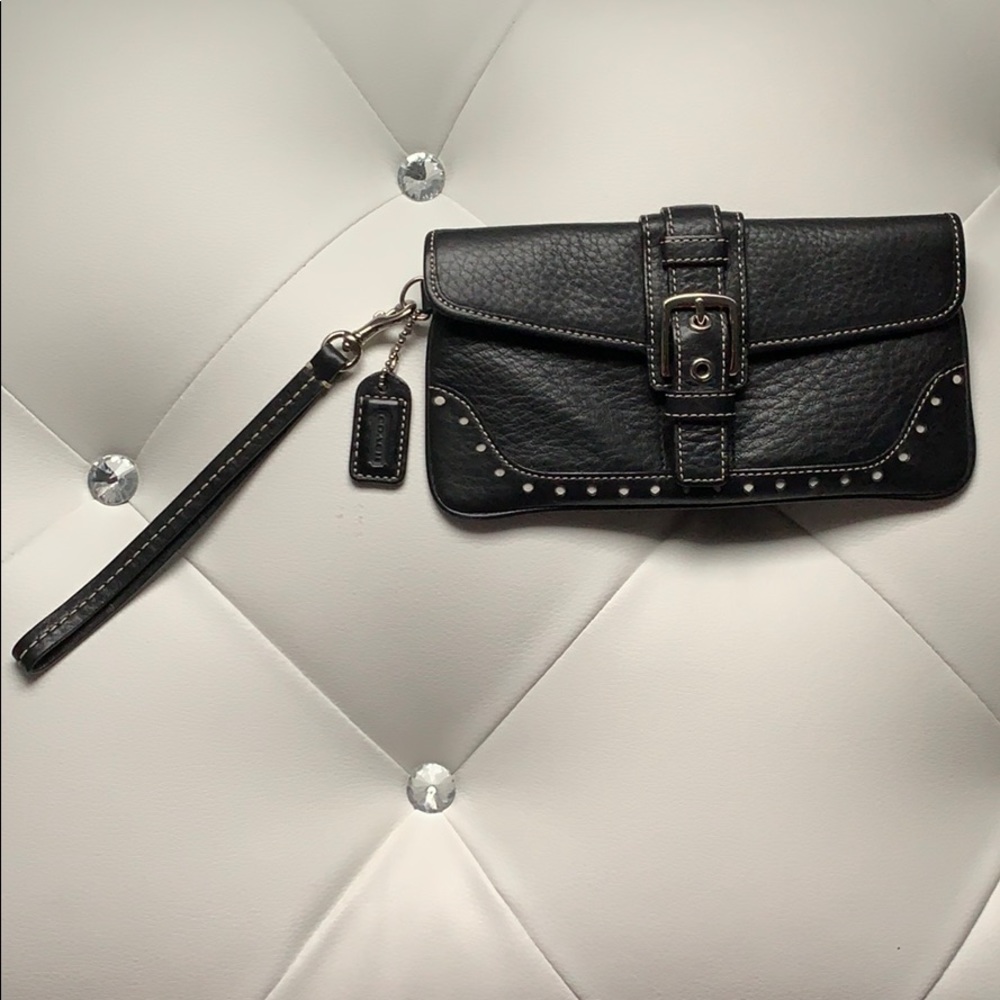 Coach wristlet, black leather